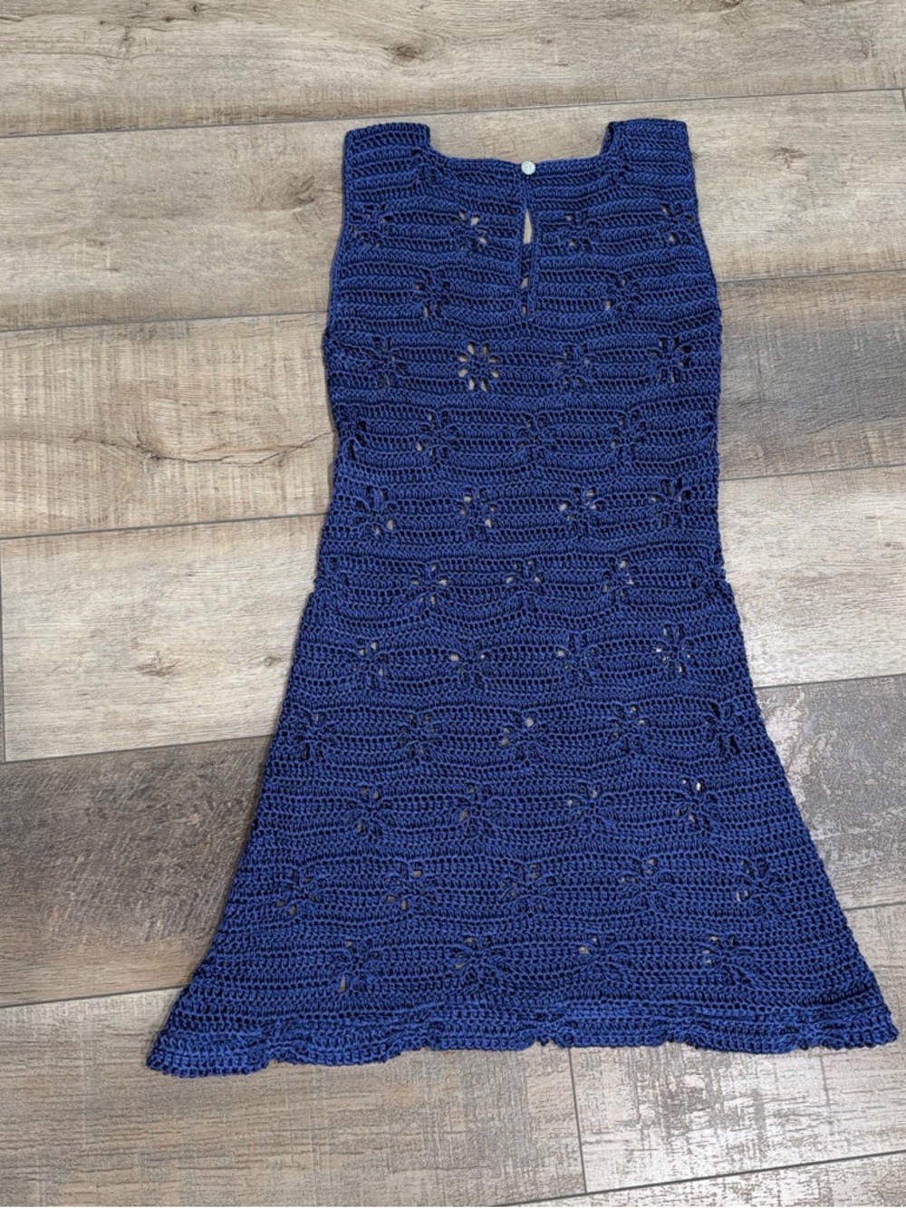 Calle Del Mar floral crochet mini dress in navy - Picture 6 of 6